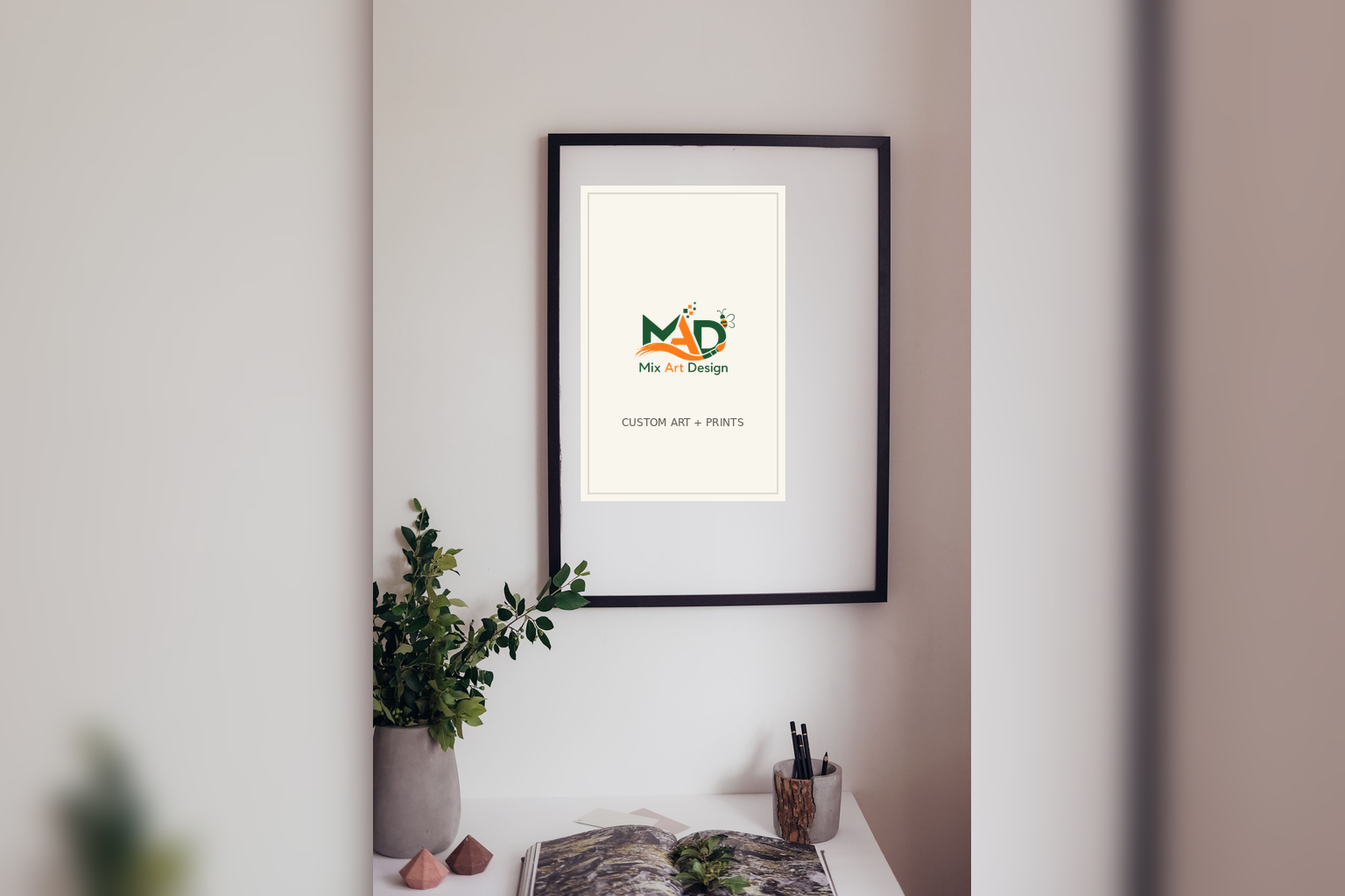 Mix Art Design custom poster print preview with MAD logo