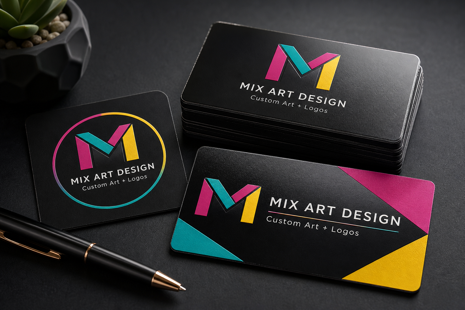 Mix Art Design print options preview for stickers, cards, posters, and canvas art